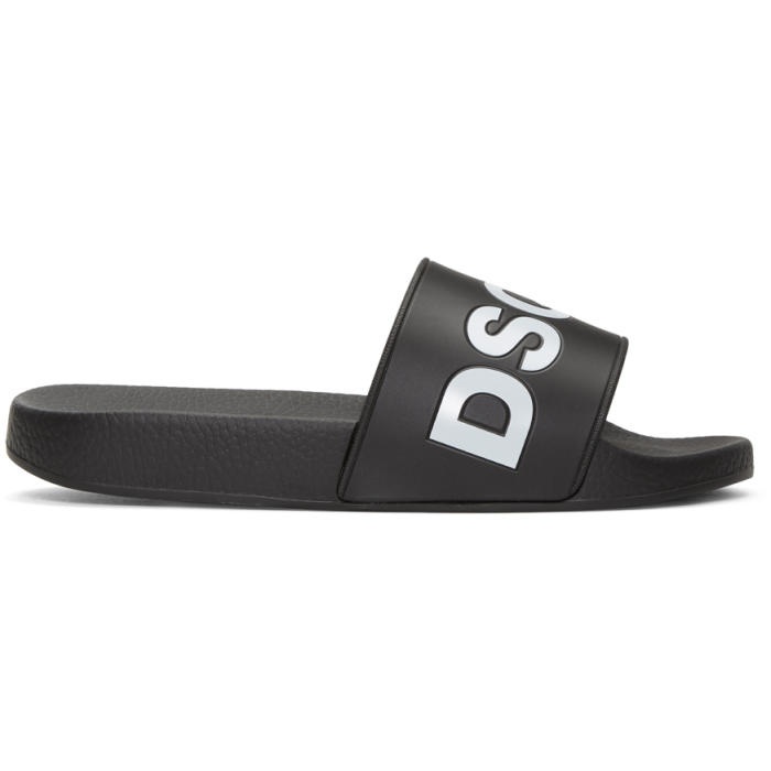 Photo: Dsquared2 Black Logo Slide Sandals
