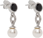 VEERT SSENSE Exclusive White Gold Onyx Pearl Earrings