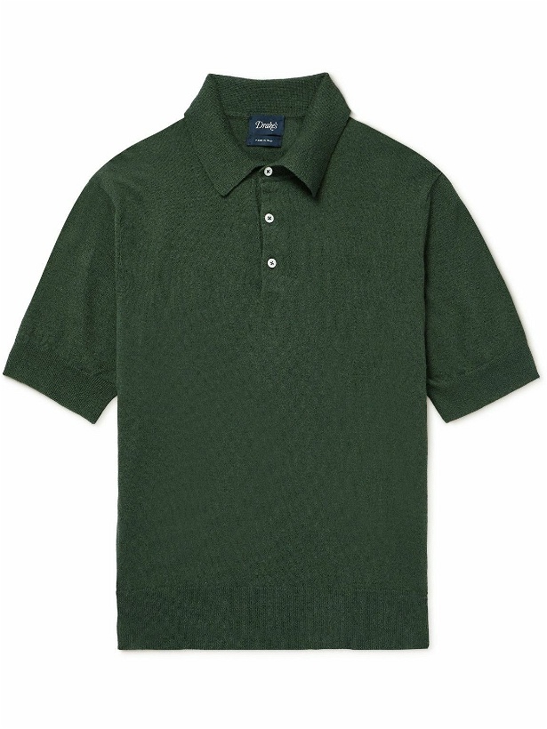 Photo: Drake's - Linen and Cotton-Blend Polo Shirt - Green