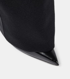Sacai Leather-trimmed melton knee-high boots