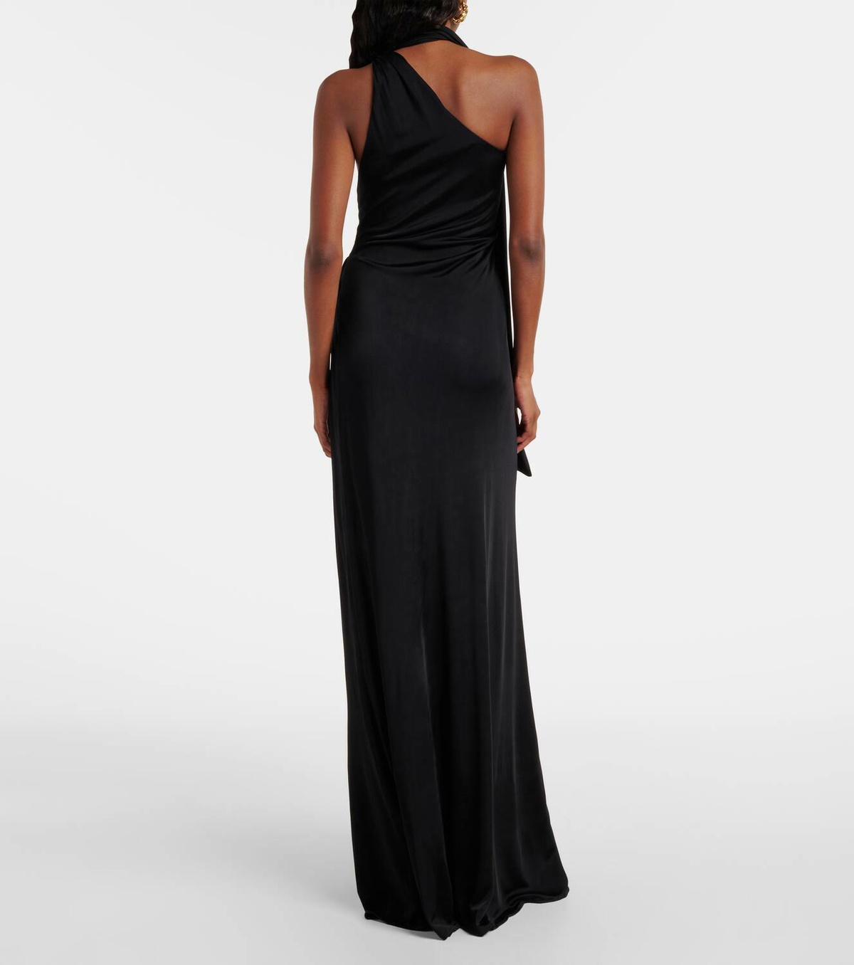 Tom Ford Scarf-detail one-shoulder jersey gown