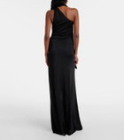 Tom Ford Scarf-detail one-shoulder jersey gown