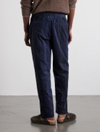 Orlebar Brown - Sonoran Velo Straight-Leg Striped Cotton Drawstring Trousers - Blue