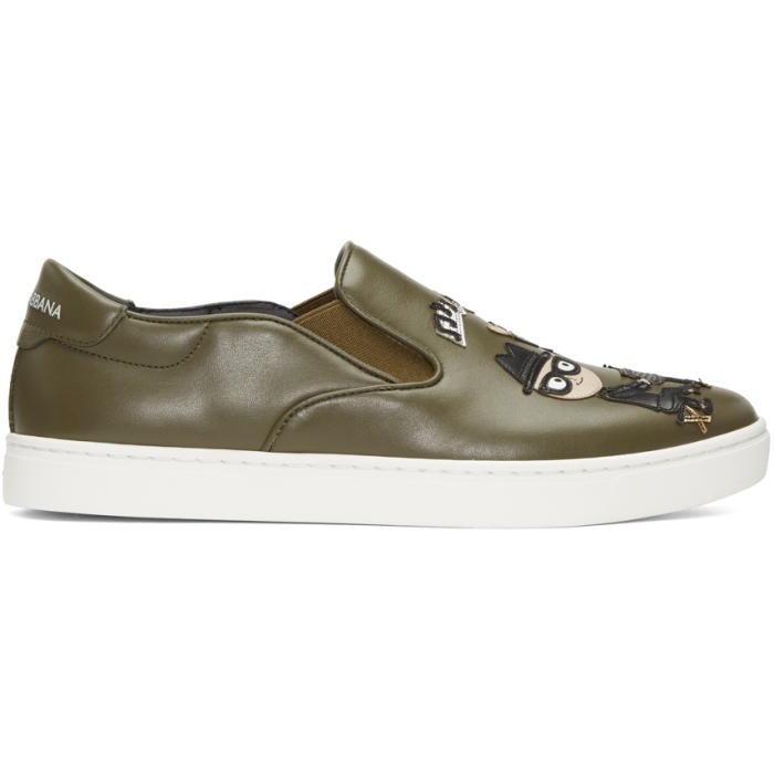 Photo: Dolce and Gabbana Green Designers Slip-On Sneakers