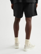 FEAR OF GOD ESSENTIALS - Straight-Leg Logo-Flocked Cotton-Blend Jersey Shorts - Black