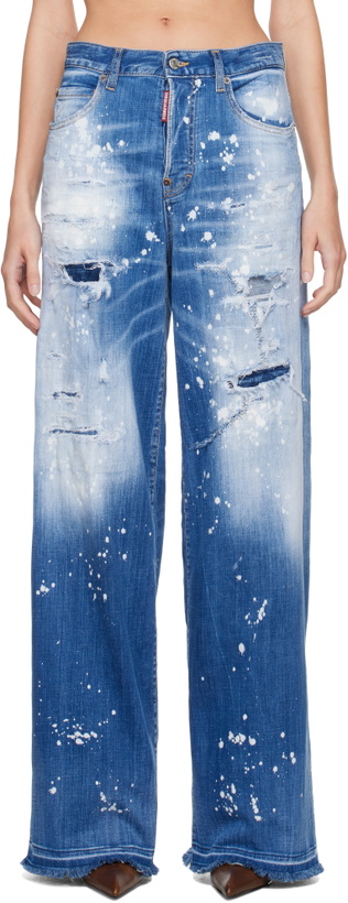 Photo: Dsquared2 Blue Medium Wood Worm Wash Cool Girl Jeans