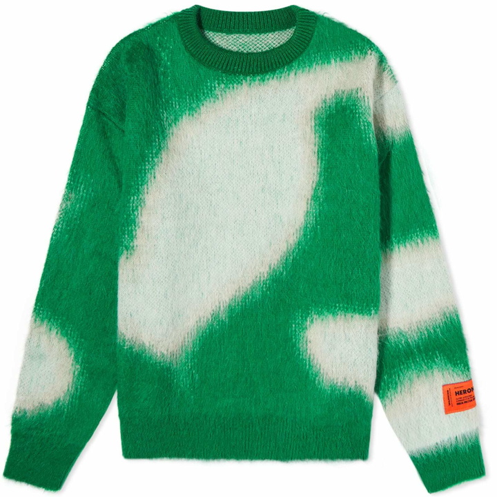 Photo: Heron Preston Women's Aop Knit Crew Sweat in Green/White