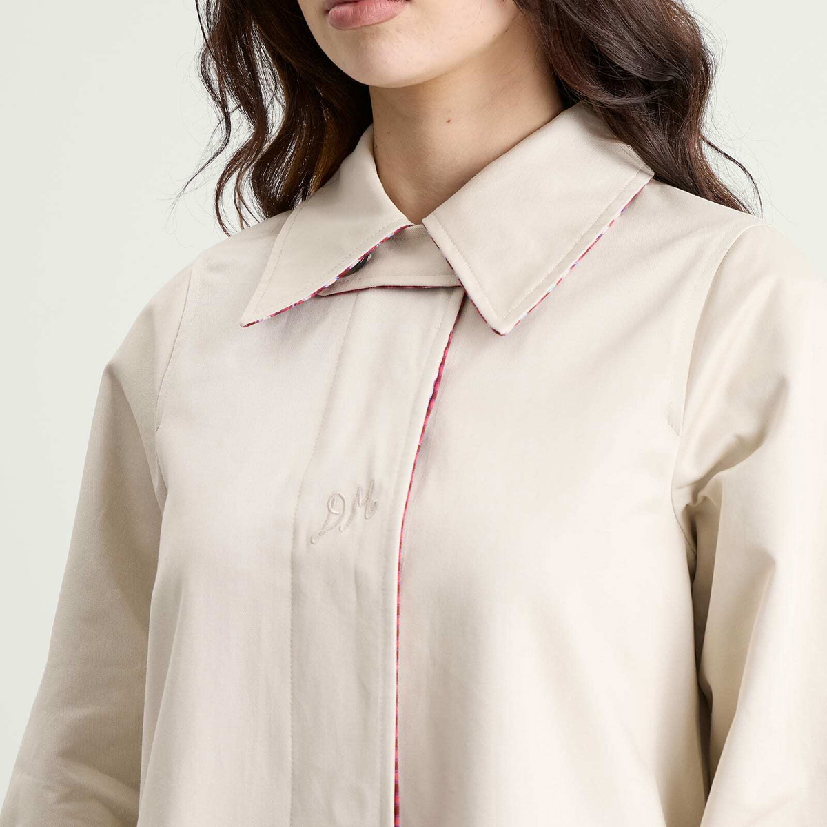 Damson Madder Women's Mercedes Bow Reversible Trench Coat in Red/Ecru