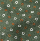 Bigi - 8cm Printed Linen Tie - Green