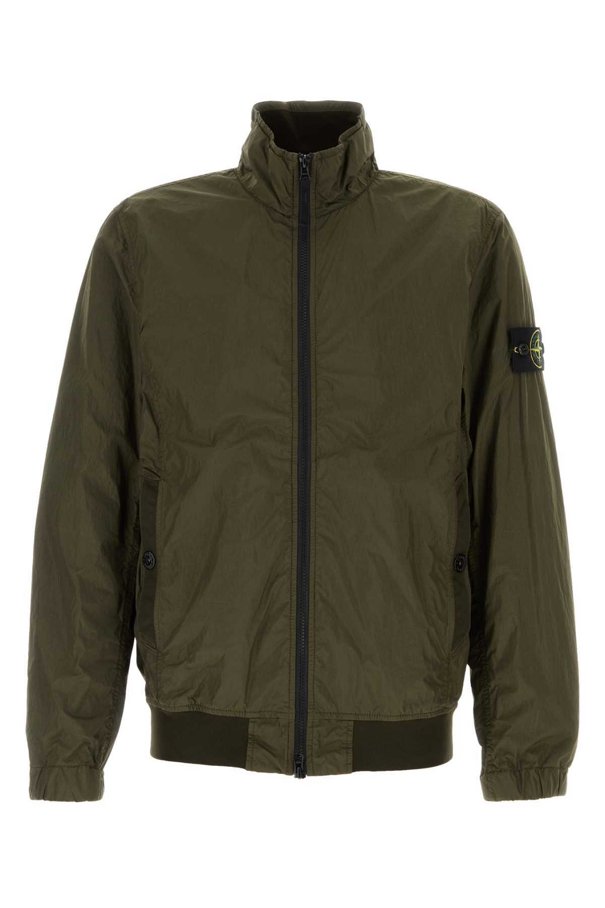 Stone Island Army Green Nylon Jacket Stone Island