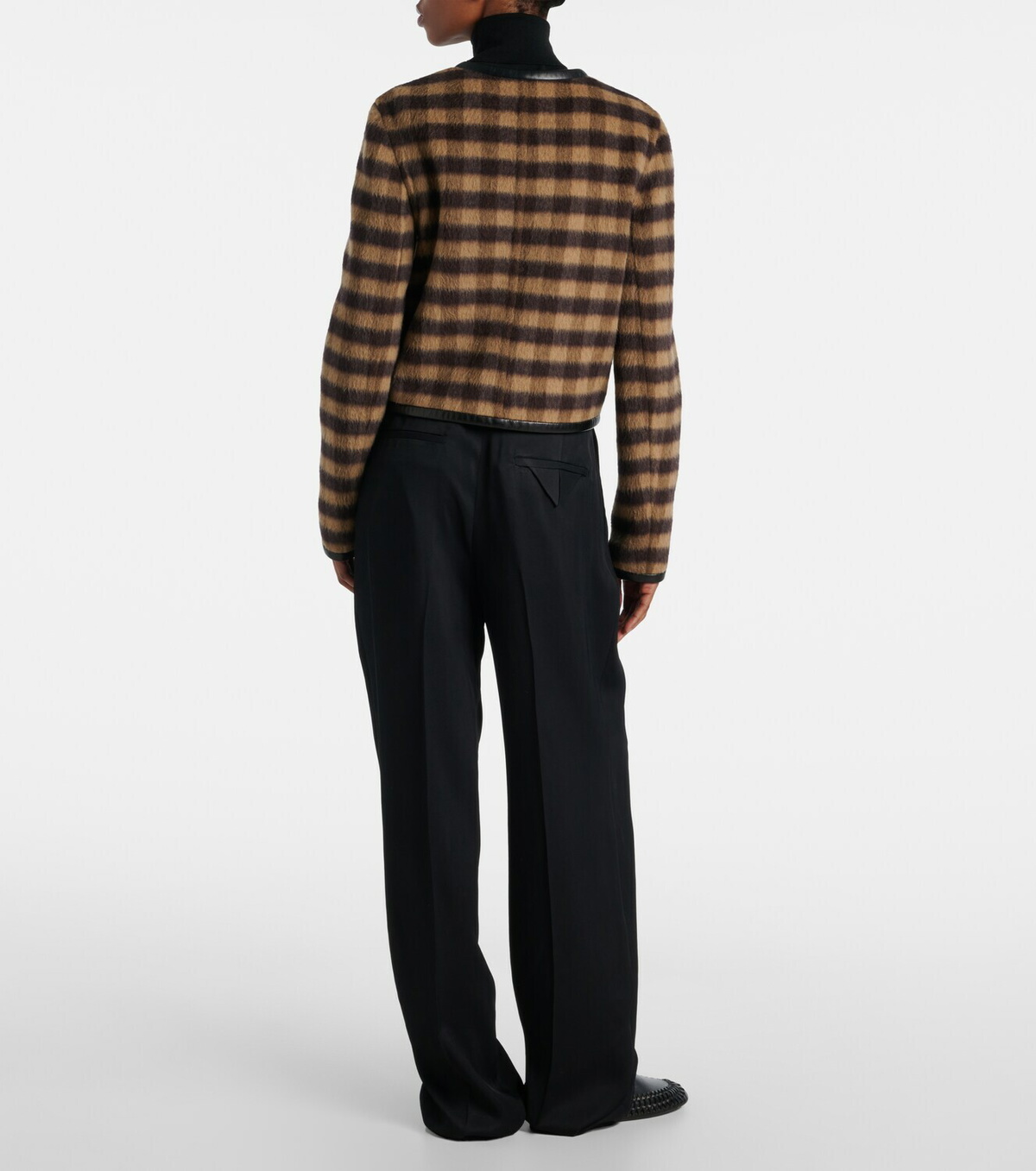 Proenza Schouler Checked leather-trimmed wool-blend jacket