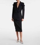 McQueen Buttoned lace-trimmed wool pencil skirt