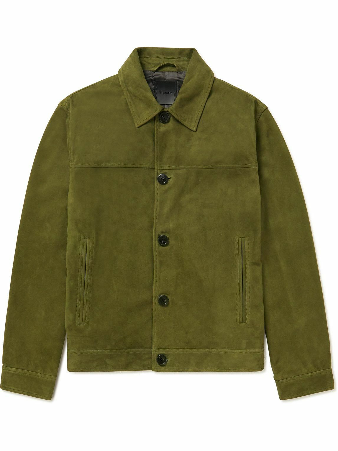 Theory - Suede Trucker Jacket - Green Theory