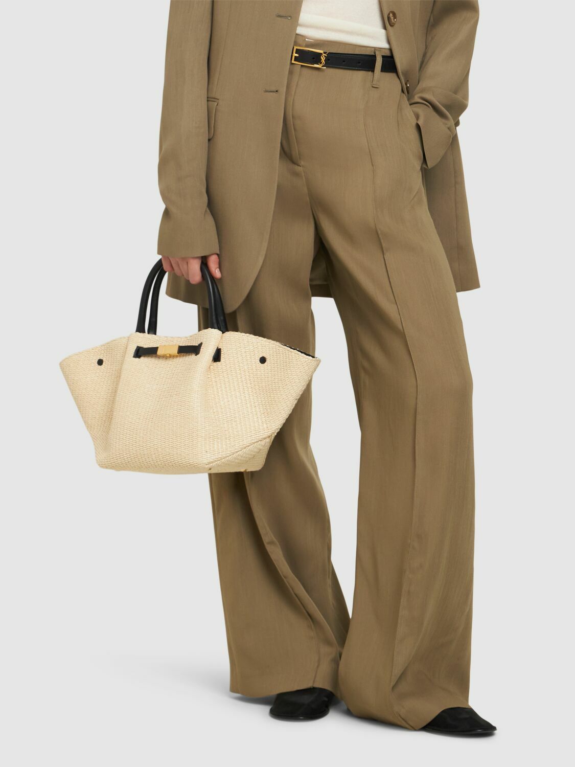 DEMELLIER Midi New York Raffia Tote Bag