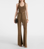 Tom Ford Ribbed-knit lamé tank top