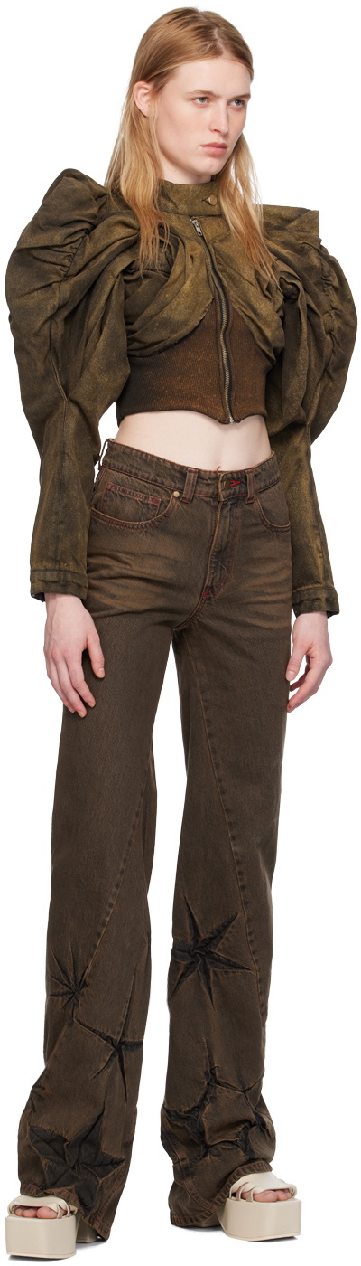 Masha Popova SSENSE Exclusive Brown Denim Jacket