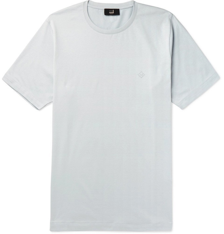 Photo: Dunhill - Logo-Embroidered Cotton-Jersey T-Shirt - Gray