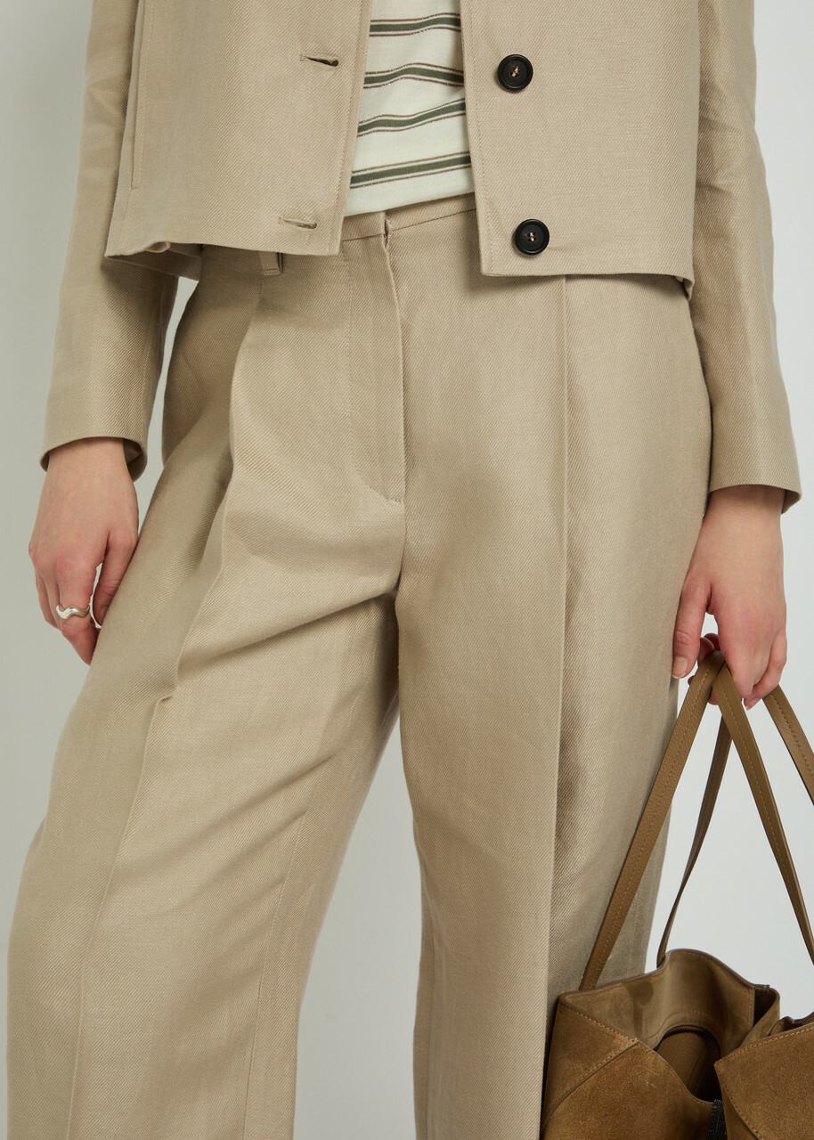 Brunello Cucinelli Straight-leg Linen Trousers Beige