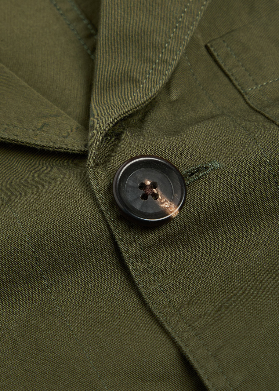 Oliver Spencer Worker Patch Pocket Cotton Shirt Green