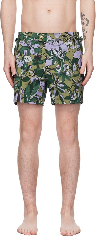 Photo: TOM FORD Green Floral Swim Shorts