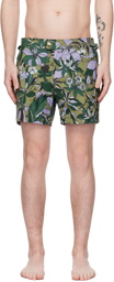 TOM FORD Green Floral Swim Shorts
