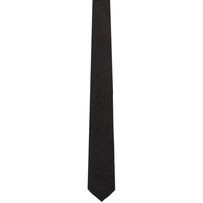 Photo: Saint Laurent Black Silk Zigzag Tie