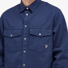 Paul Smith Men's 2-Pocket Broadstripe Zebra Shirt in Navy