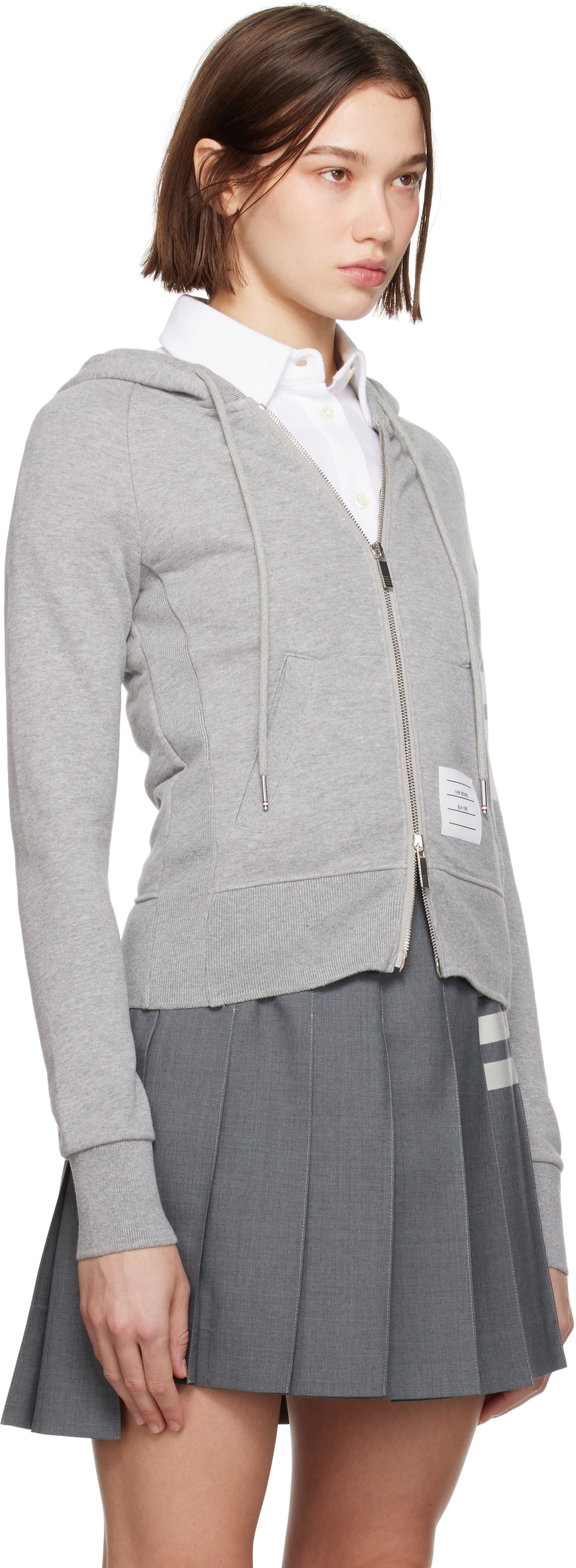Thom Browne Gray Classic Loopback Full Zip Hoodie