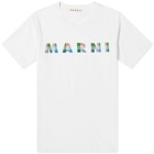 Marni Men's Gingham Logo T-Shirt in Lily White