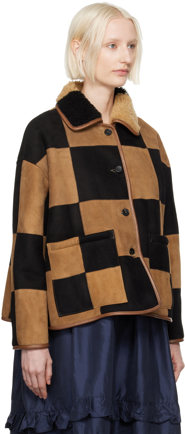 Cawley Black & Brown Avis Reversible Shearling Jacket Cawley