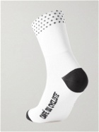 Café du Cycliste - Dotted Stretch-Jersey Cycling Socks - White