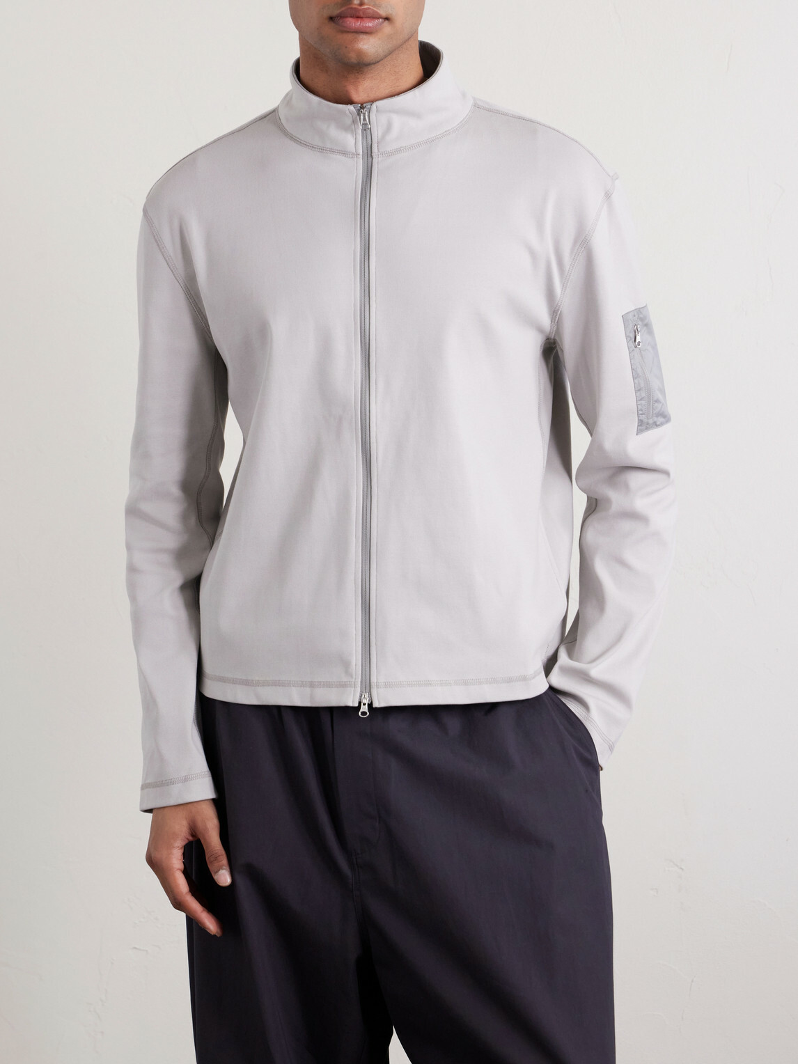 Amomento - Cotton Zip-Up Sweater - Gray