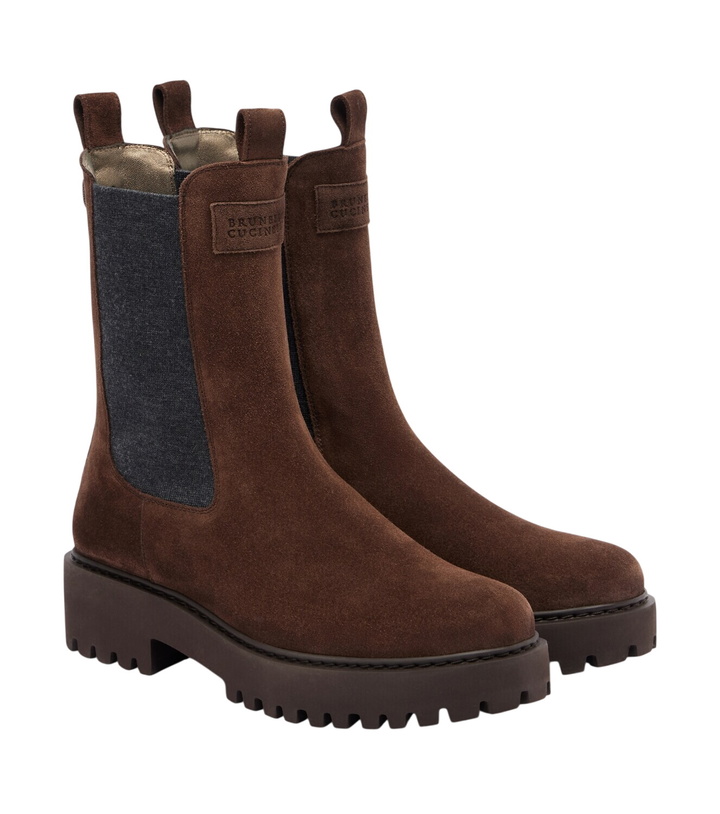 Photo: Brunello Cucinelli Monili suede Chelsea boots