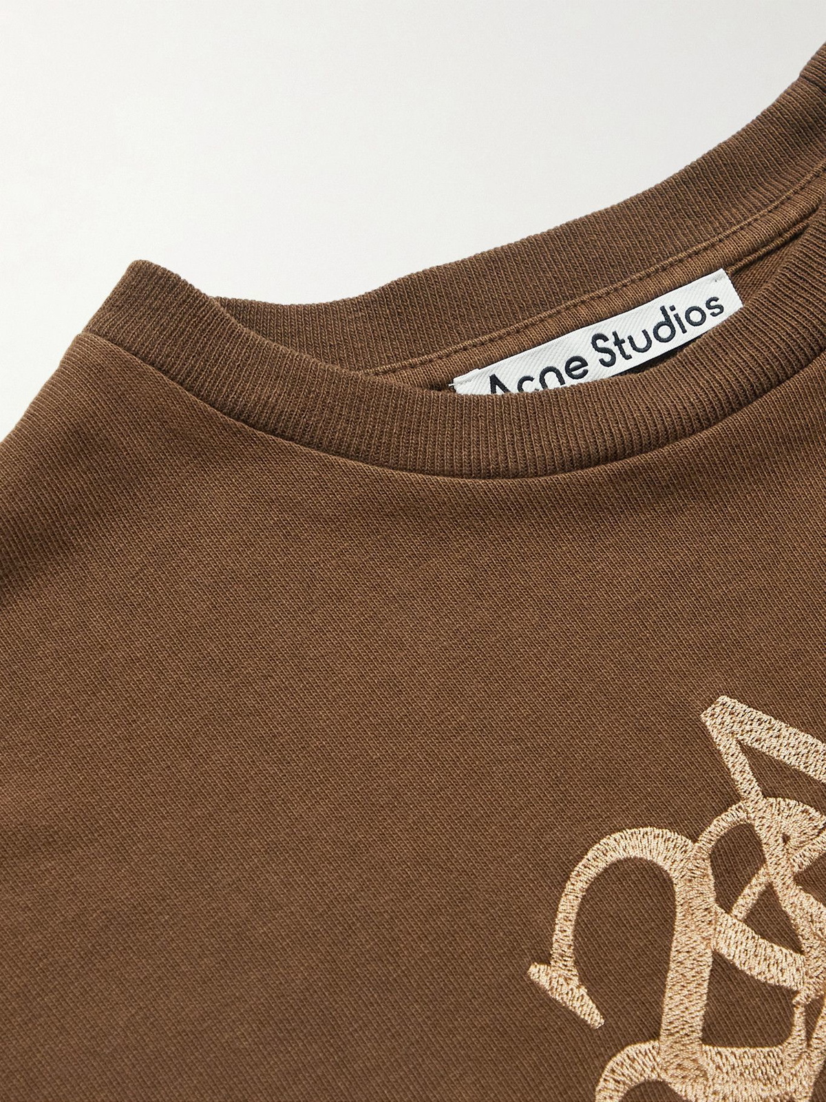 Acne Studios - Logo-Embroidered Cotton-Jersey T-Shirt - Brown