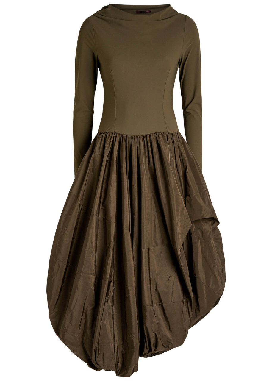 High Audacious Stretch-jersey and Shell Midi Dress Brown