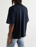 Sacai - Oversized Embroidered Cotton-Jersey T-Shirt - Blue