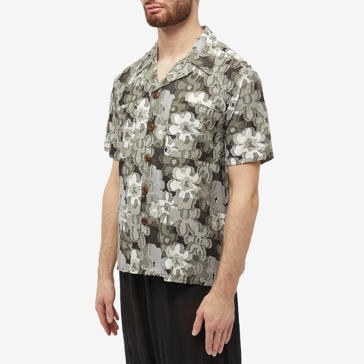 Andersson Bell Men's Flower Knit Vacation Shirt in Khaki