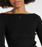 Courrèges Off-shoulder ribbed-knit top