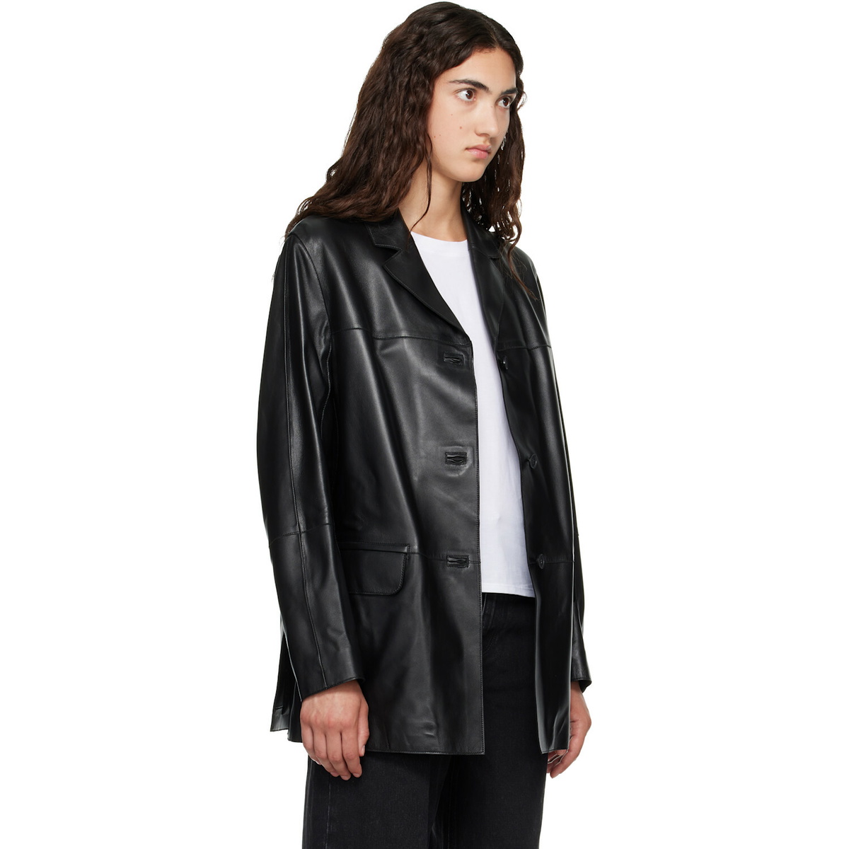 Loulou de Saison Black NARI Straight Leather Jacket