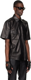 Ernest W. Baker Black Short Sleeve Leather Shirt