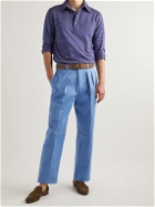 Giuliva Heritage - Umberto Straight-Leg Pleated Cotton-Twill Trousers - Blue