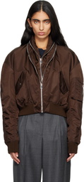 Givenchy Brown Zipped Shawl Collar Bomber Jacket