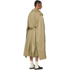 Chin Mens Khaki Double Cloak Trench Coat