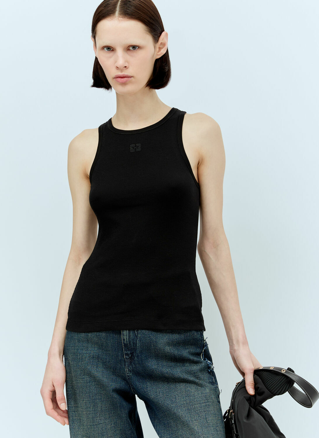 GANNI Soft Cotton Rib Tank Top