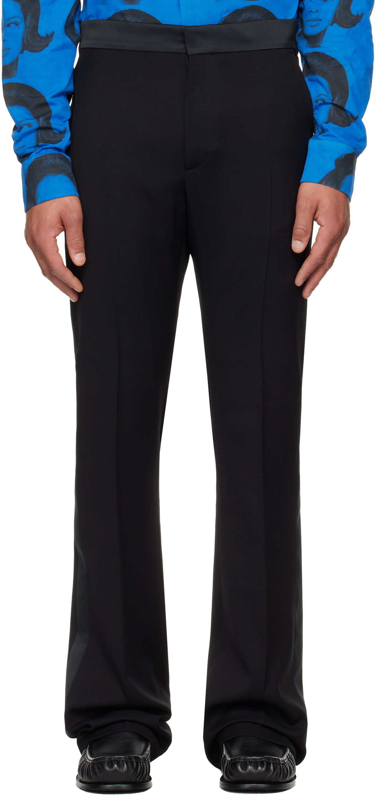 Raf Simons Black Wool Wide-Leg Chino Trousers adidas x Raf Simons