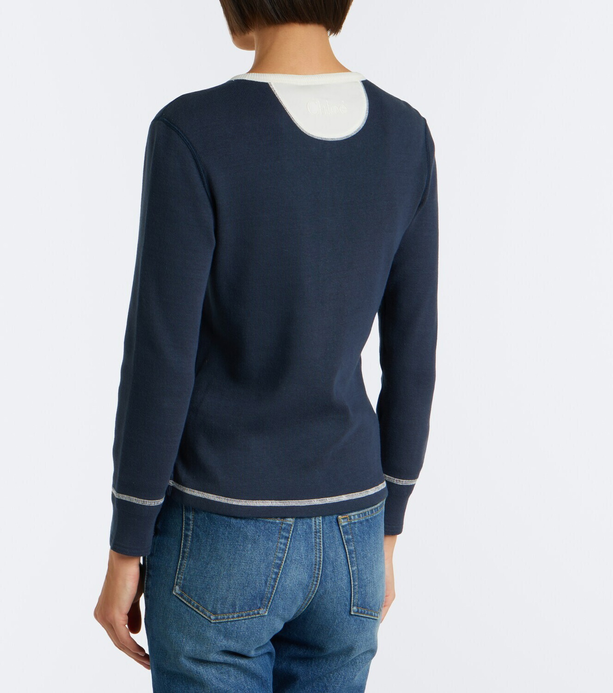 Chloé Ribbed-knit cotton jersey Henley shirt