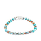 Mikia Men's Marble Beaded Bracelet in Turquoise/Hematite