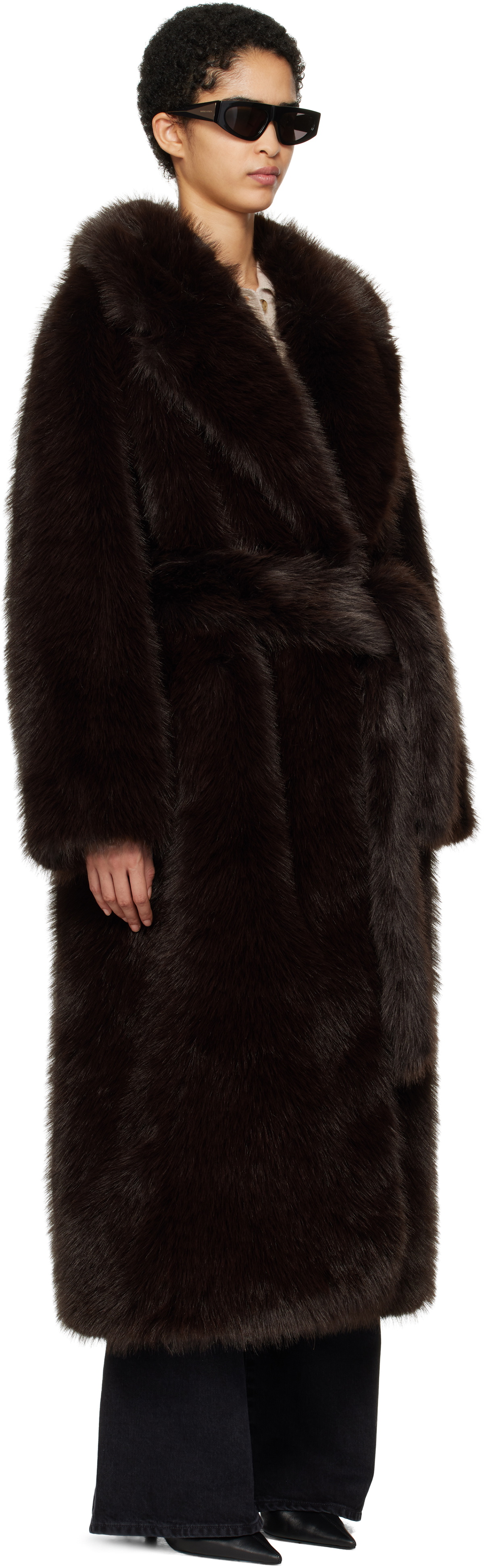 AGOLDE Brown Shoreditch Ski Club Edition Ebony Faux-Fur Coat AGOLDE