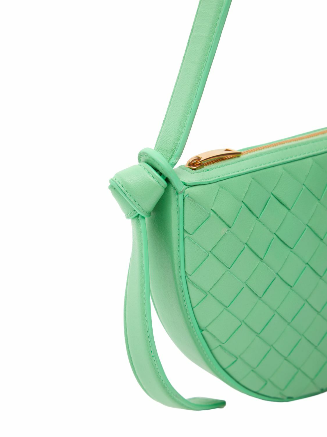 【BOTTEGA VENETA】SUNRISE MINI LEATHER SHOULDER BAG Bottega Veneta: Green Mini Sunrise Bag | SSENSE