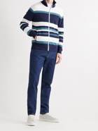 CLUB MONACO - Striped Cotton-Blend Bouclé Zip-Up Sweater - Blue - S